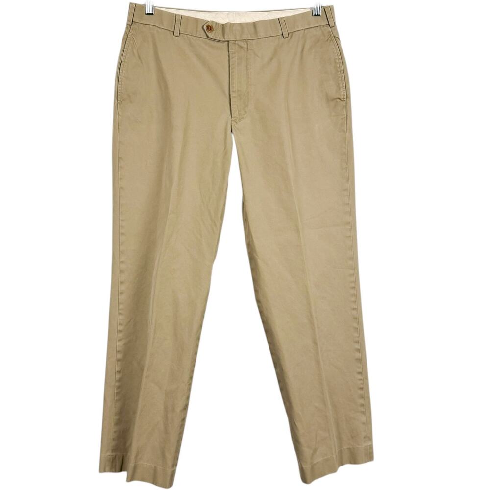 346 Brooks Brothers Khakis Cotton Pleated Chino Pants Sz‎ 37/30 Preppy Business